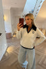 SOFT KNIT GREY AND NAVY HALF ZIP LOVE JUMPER