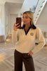SOFT KNIT BEIGE AND BROWN HALF ZIP LOVE JUMPER