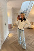 SOFT KNIT GREY AND NAVY HALF ZIP LOVE JUMPER