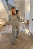 DOVE GREY SOFT RIBBED LONG SLEEVE TOP AND TROUSER CO-ORD