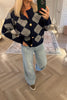 NAVY AND GREY ARGYLE CARDIGAN