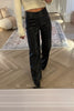 BLACK WIDE LEG FAUX LEATHER TROUSERS