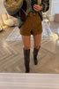 CAMEL VELVET TEXTURED SHORTS