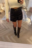 BLACK VELVET TEXTURED SHORTS