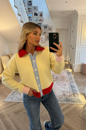 LEMON WITH RED COLLAR SUPER SOFT KNIT