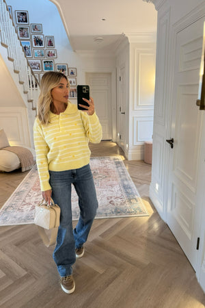 LEMON STRIPED AND HEARTS JUMPER WITH COLLAR