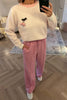 SOFT PINK WIDE LEG TRACKSUIT BOTTOMS