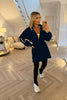 NAVY KNITTED SLEEVE JACKET