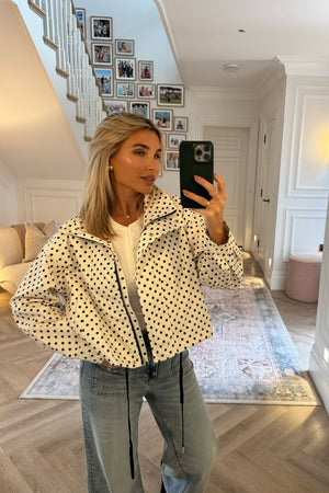 POLKA DOT CREAM AND BLACK JACKET