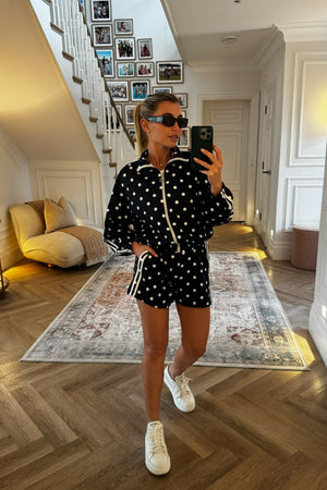 NAVY WITH POLKA DOTS SHORTS AND JACKET CO-ORD