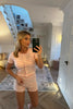 ROSE PINK AND CREAM STRIPED SHORTS CO-ORD