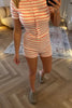 ROSE PINK AND CREAM STRIPED SHORTS CO-ORD