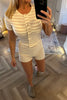 SOFT MINK AND CREAM STRIPED SHORTS CO-ORD