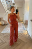 TERRACOTTA CHEESE CLOTH HALTERNECK CO-ORD