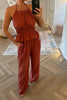 TERRACOTTA CHEESE CLOTH HALTERNECK CO-ORD