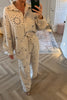 BEIGE PRINTED CHEESE CLOTH TROUSER CO-ORD