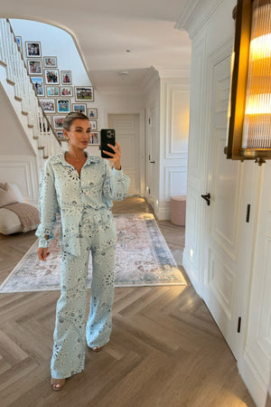 BLUE PRINTED CHEESE CLOTH TROUSER CO-ORD