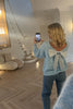 SOFT KNIT BABY BLUE JUMPER WITH STRIPE BOW DETAIL