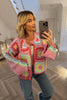 PINK MULTI PATCH CARDIGAN