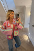 PINK MULTI PATCH CARDIGAN