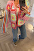 PINK MULTI PATCH CARDIGAN