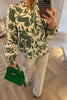 GREEN AND WHITE ROUND NECK SHIRT WITH CROCHET DETAIL