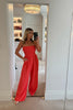CORAL SHIRRING TOP CHEESECLOTH JUMPSUIT