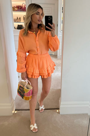 ORANGE SKORT CHEESECLOTH CO-ORD