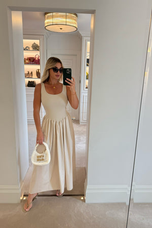VEST TOP BEIGE COTTON DRESS