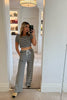NAVY AND CREAM STRIPE KNIT TROUSER CO-ORD