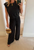SUPER SOFT BLACK WIDE LEG TROUSER CO-ORD