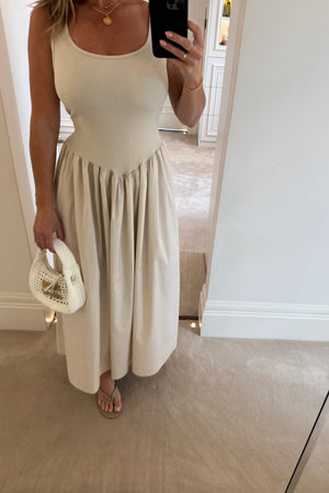 VEST TOP BEIGE COTTON DRESS