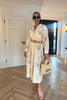 CREAM WITH GOLD EMBROIDERY MIDAXI SHIRT DRESS