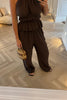 CHOCOLATE BROWN CHEESE CLOTH HALTERNECK CO-ORD
