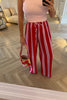 PINK AND RED STRIPE WIDE LEG TROUSERS