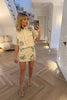 BEIGE WITH GREEN EMBROIDERY SKIRT CO-ORD