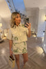 BEIGE WITH GREEN EMBROIDERY SKIRT CO-ORD
