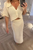CREAM CROCHET KNIT SKIRT CO-ORD