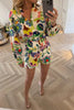 WHITE WITH BRIGHT FLORAL SHIRT AND SHORTS CO-ORD