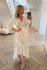 PREMIUM CREAM EMBROIDERED WRAP DRESS