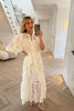 WHITE PUFF SLEEVE MIDAXI DRESS