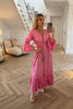 PREMIUM PINK AND GOLD WITH CROCHET DETAIL MAXI DRESS