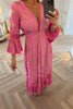 PREMIUM PINK AND GOLD WITH CROCHET DETAIL MAXI DRESS