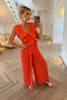 ORANGE PLISSE JUMPSUIT