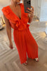 ORANGE PLISSE JUMPSUIT