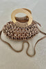 GOLD AND MINK WITH WOODEN HOOP WOVEN BAG