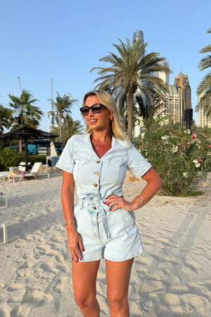 STRETCH DENIM PLAYSUIT