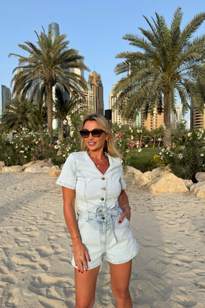 STRETCH DENIM PLAYSUIT