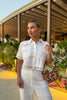 WHITE TROUSER CO-ORD WITH CROCHET DETAIL