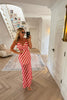 RED AND WHITE ZIG ZAG DRESS